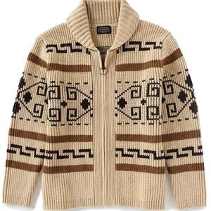 Pendleton Cream Ribbed Knit Sweater with Black Trim